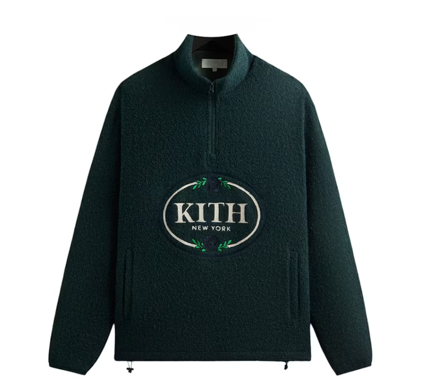 Kith Tweed Eric Quarter Zip Pullover Dark Green Size Small Mens