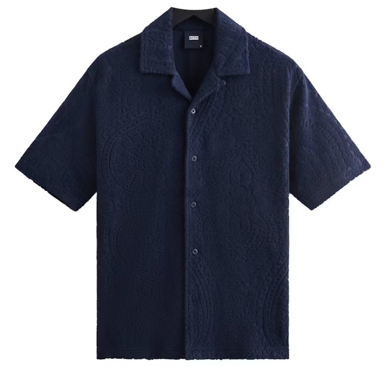 KITH Men's Thompson Camp Collar Shirt - Nocturnal Navy - Size Small BRAND NEW