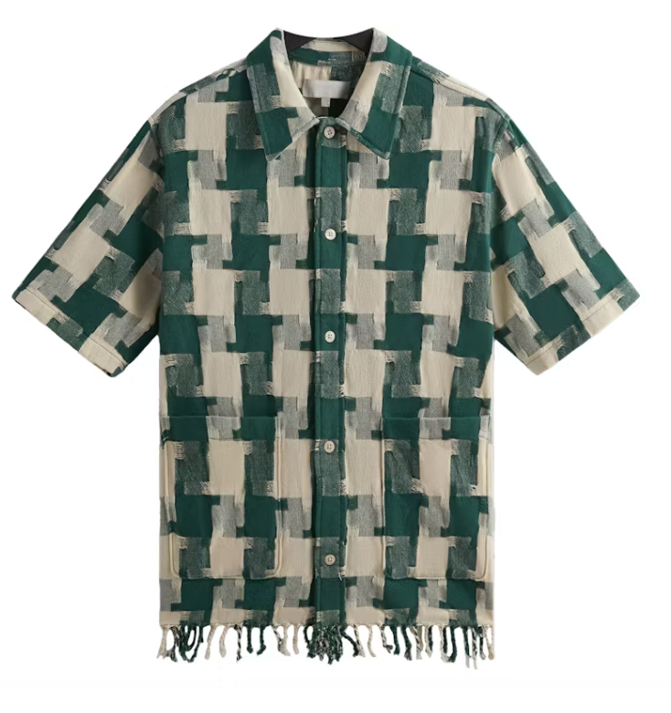 Kith Jumbo Houndstooth Boxy Collared Overshirt Conifer Green Size Small Mens BRAND NEW