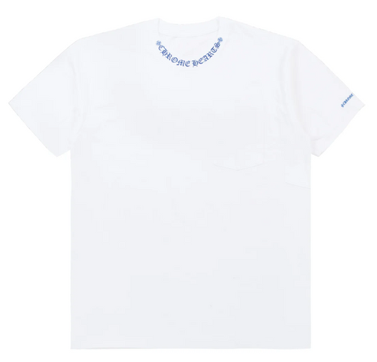 Chrome Hearts Blue Neck Logo White S/S T-Shirt - Men's Small