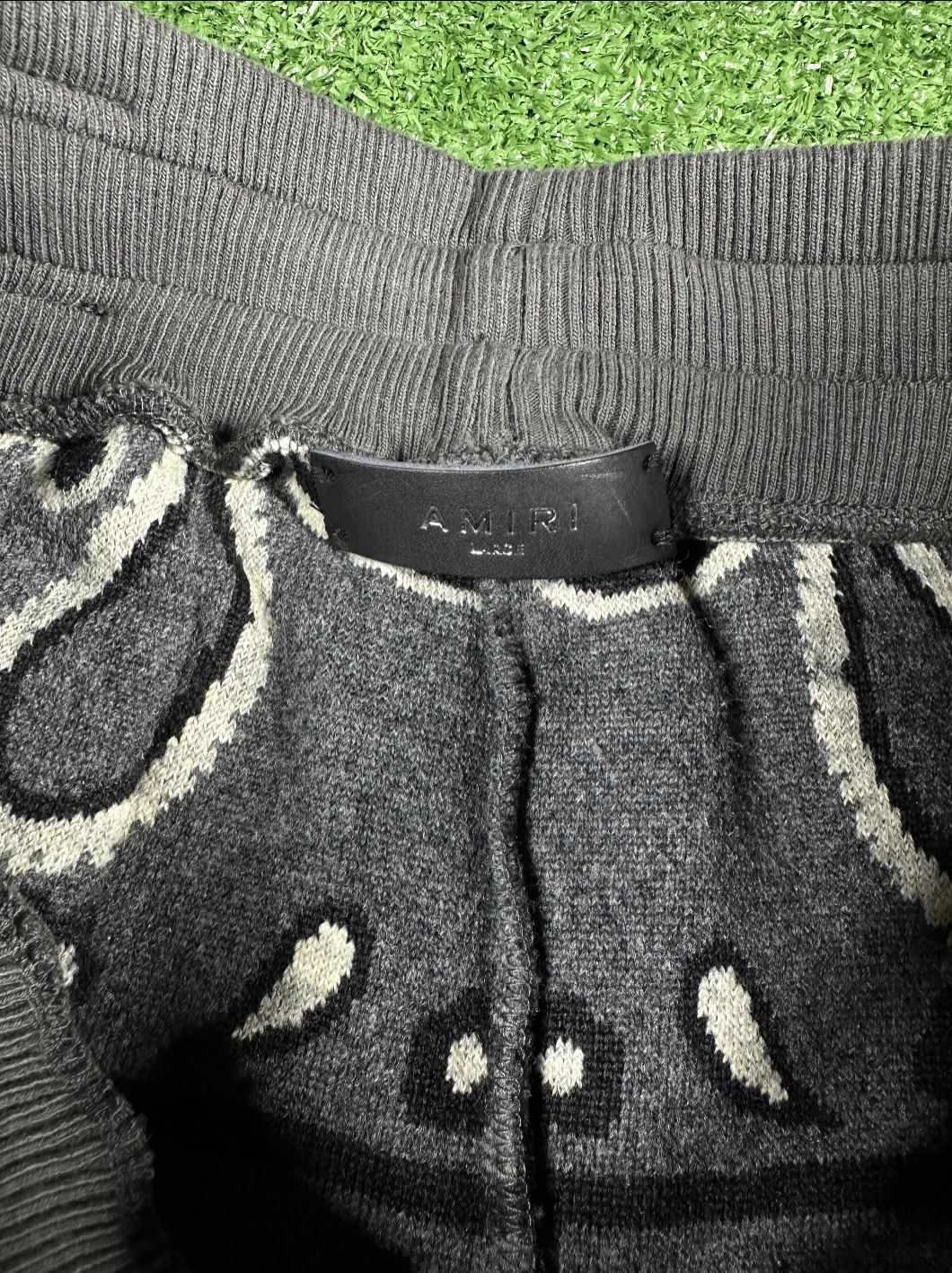 Amiri Men's Grey Fleece Bandana Sweatpants - Size Large