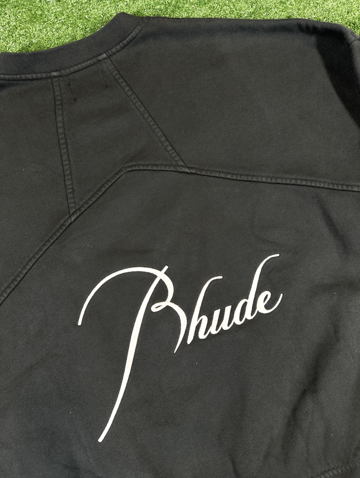 RHUDE Authentic Embroidered Crewneck Sweater-Vintage Black- Size XXL MSRP:$680.00