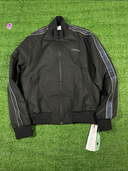 Off-White Full-Zip 'Shimmer Logo' Striped Bomber Jacket - Size XL