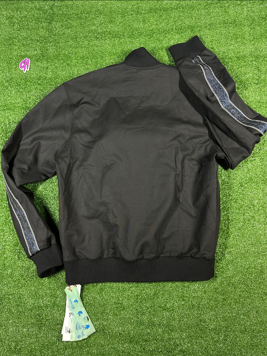 Off-White Full-Zip 'Shimmer Logo' Striped Bomber Jacket - Size XL