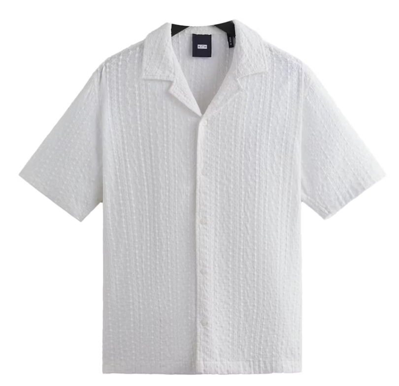 Kith Embroidered Voile Thompson Camp Collar Shirt (SS23) White Size Small BRAND NEW