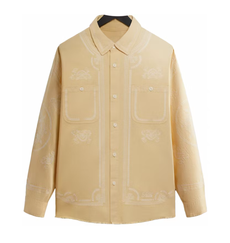 Kith Raw Hem Denim Apollo Shirt Blonde Size Small BRAND NEW