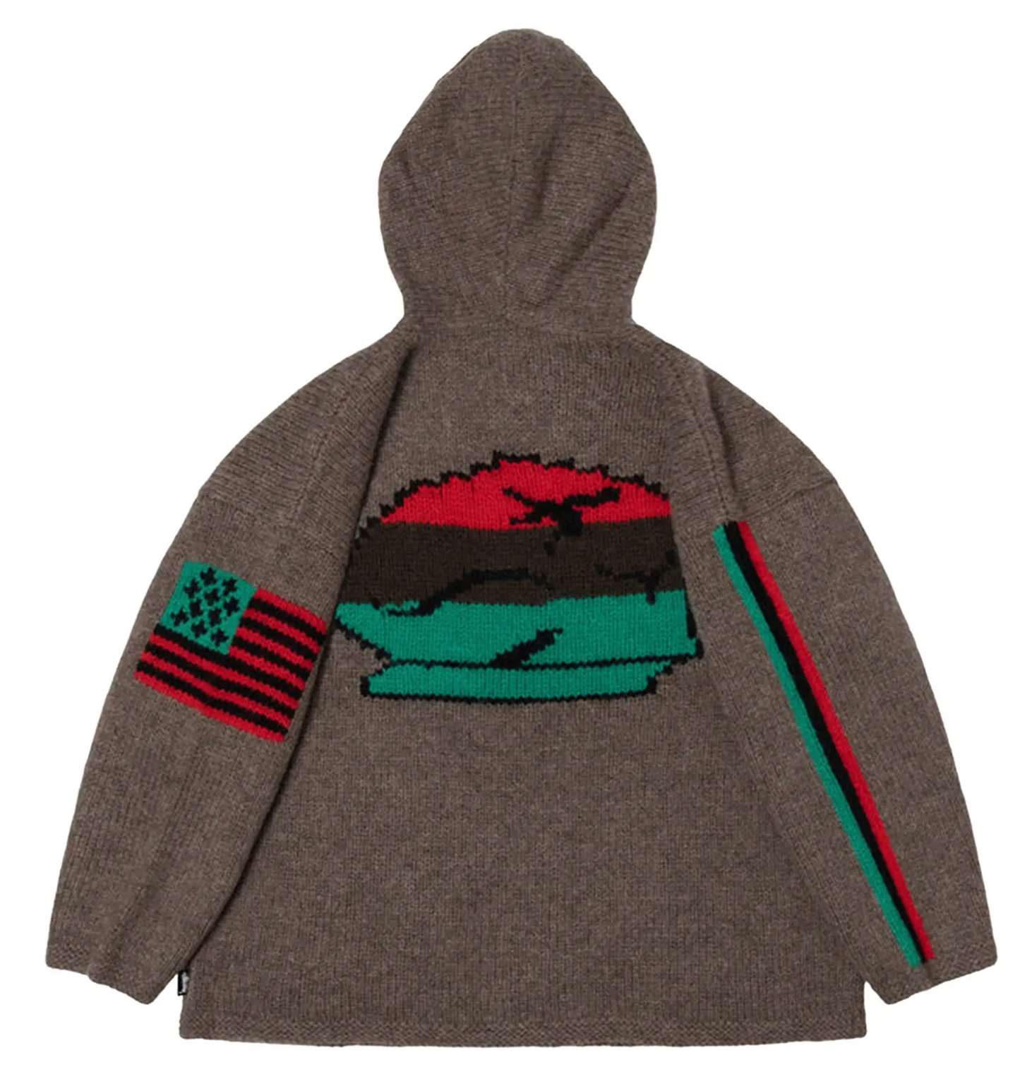 Denim Tears X Stussy Full-Zip Heavyweight Knit Grey Hoodie Size Large