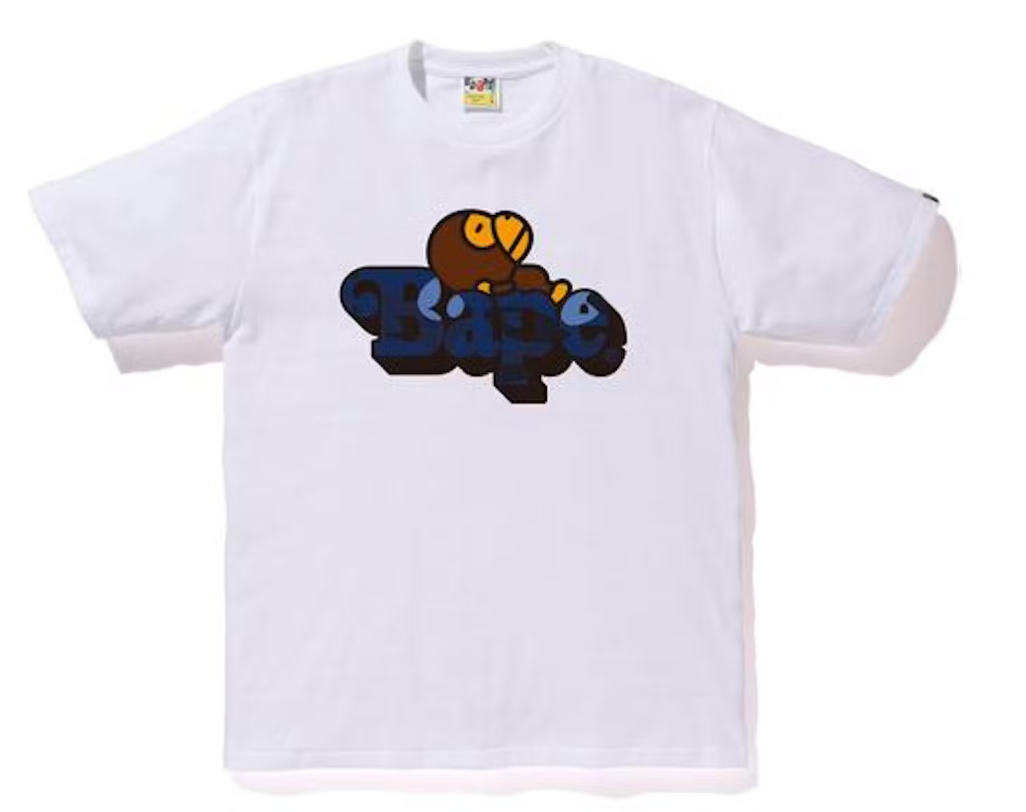 Bape Kids Color Camo Milo On Bape T-Shirt Navy Size 90