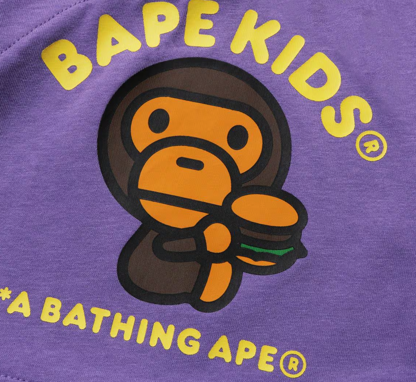 Bape Kids Baby Milo Junk Food Layered Purple L/S Shirt Size 90