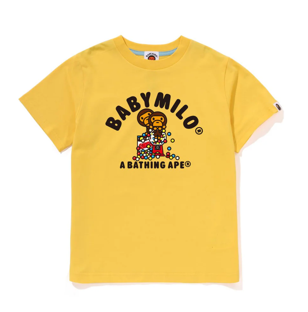 Bape Kids Baby Milo Gum Ball Machine Yellow T-Shirt Size 90