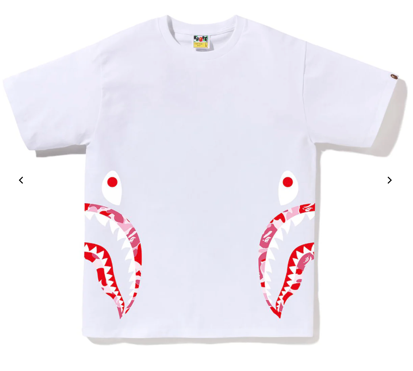 Bape Kids ABC Camo Side Shark Tee Jr White x Pink Size 150 K
