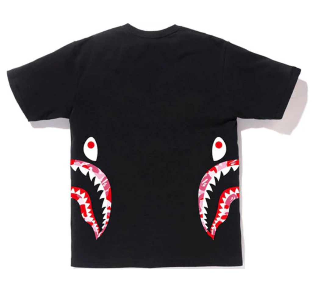 Bape Kids ABC Camo Side Shark Tee Black & Pink Size 130K