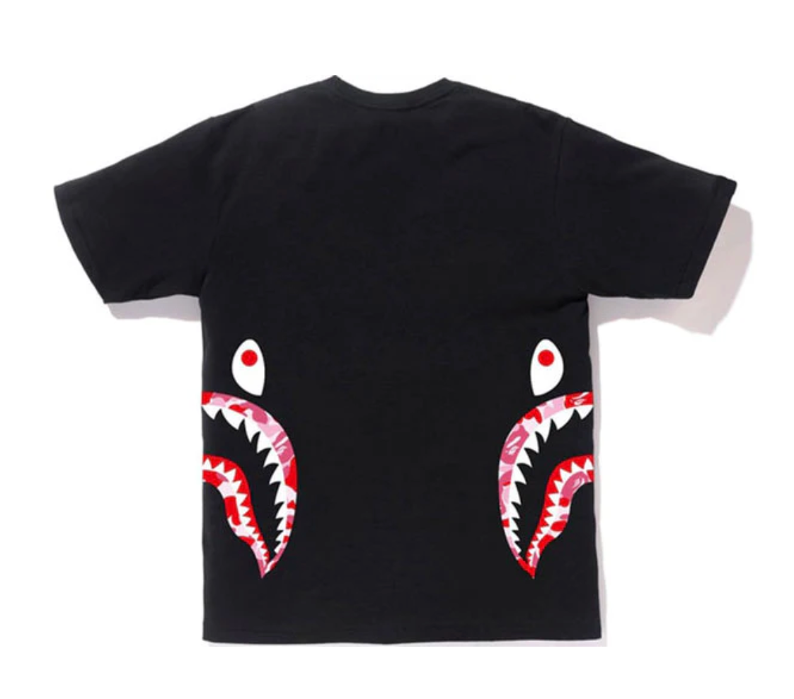 Bape Kids ABC Camo Side Shark Tee Black & Pink Size 110 K