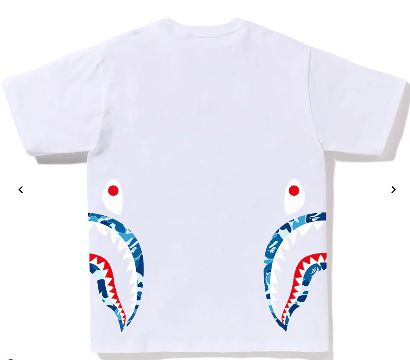 Bape Kids ABC Camo Side Shark Tee White & Blue Size 110K