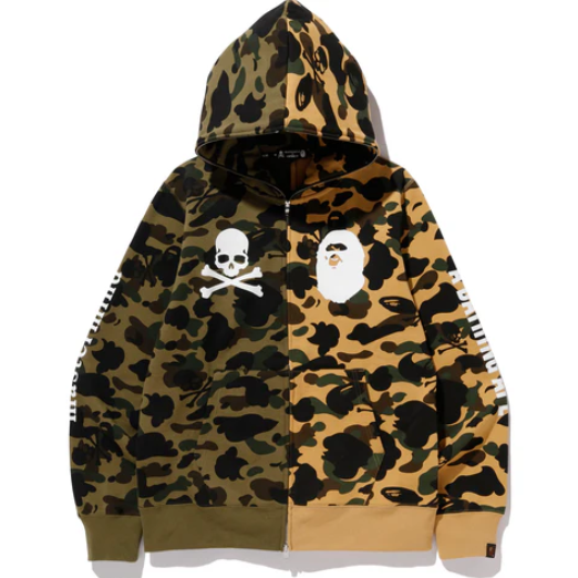 Bape X Mastermind Japan Full-Zip Half Color Camo Hoodie Size XXL
