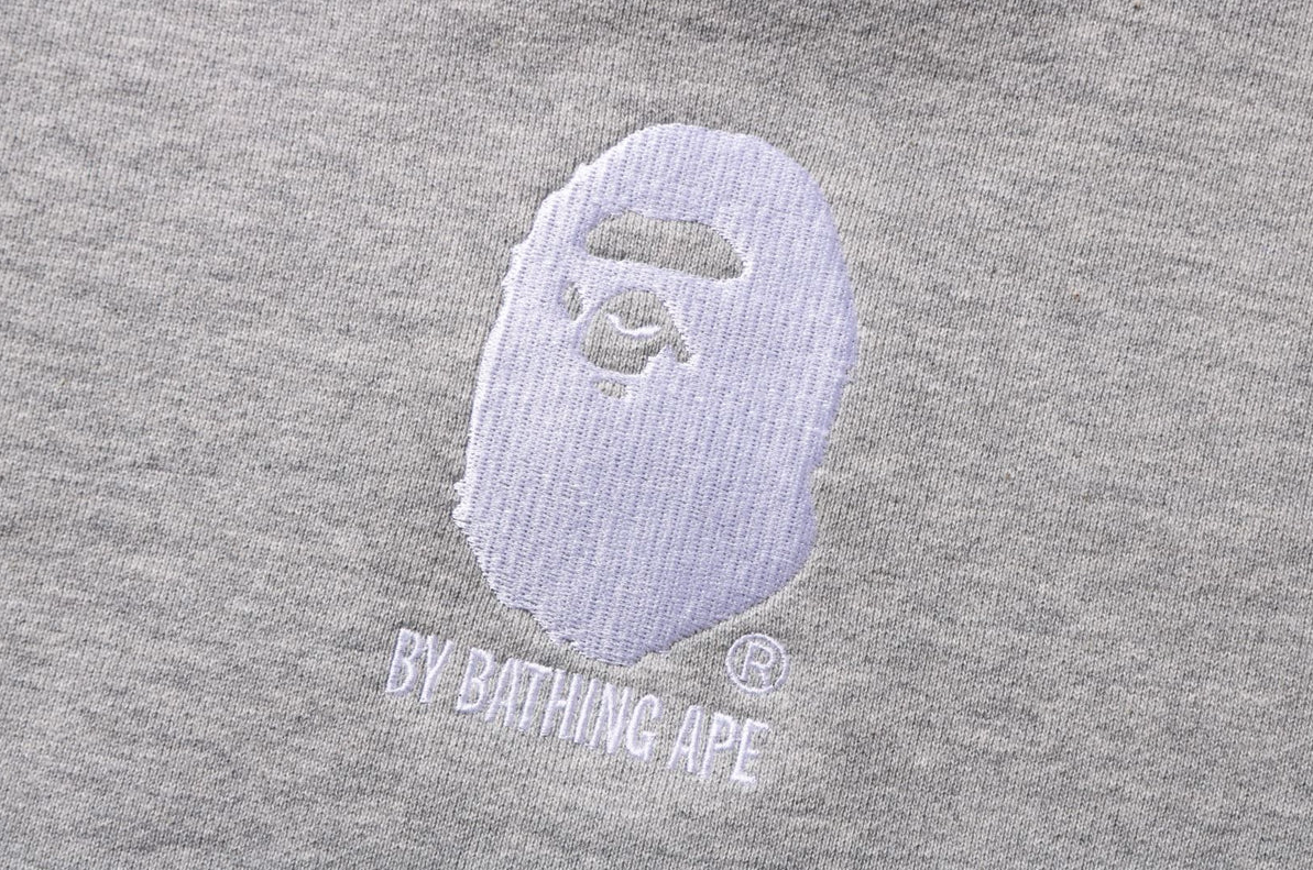 Bape Grey Embroidery Ape Head Crewneck Sweater Size Large