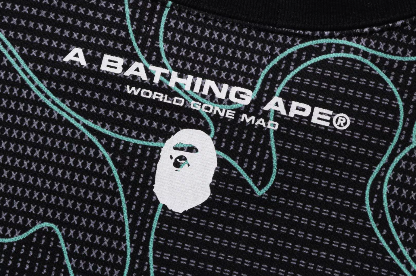 Bape Text Code Camo Black Crewneck Sweater Size Medium