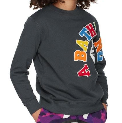 Bape Kids Ape Head College Patch Crewneck Charcoal Size 130 K