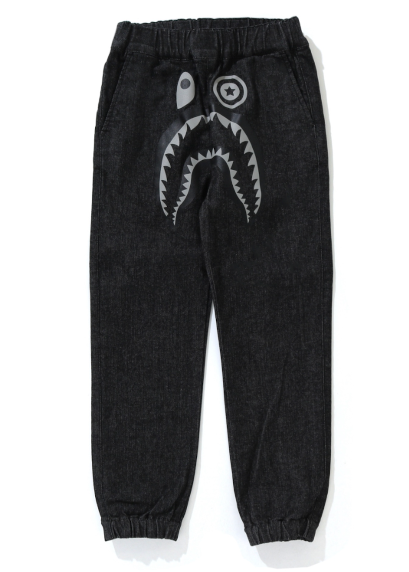 Bape Kids Shark Denim Jogger Pants Black Size 120 K