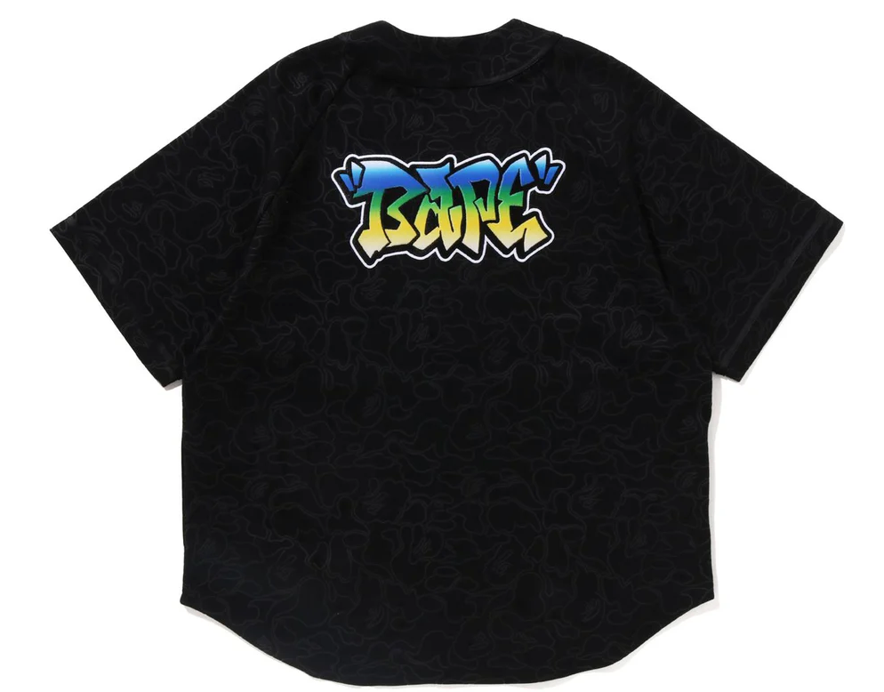 Bape Line Camo S/S Black Baseball Jersey Size XL