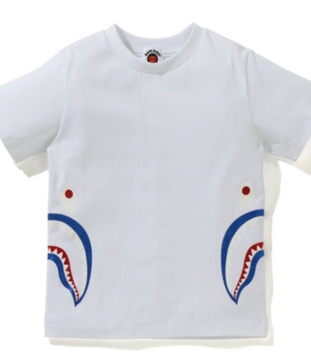 Bape Kids Glitter Side Shark Tee Jr White Size 120 K