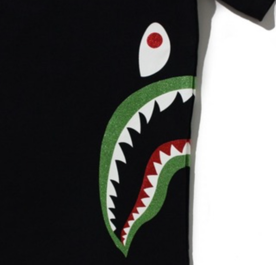 Bape Kids Glitter Side Shark Tee Black Size 120 K