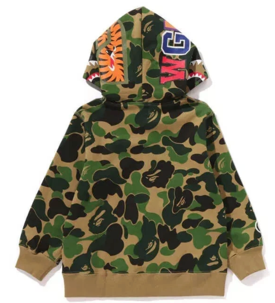 Bape Kids ABC Green Camo Shark Pullover Hoodie Size 120 K