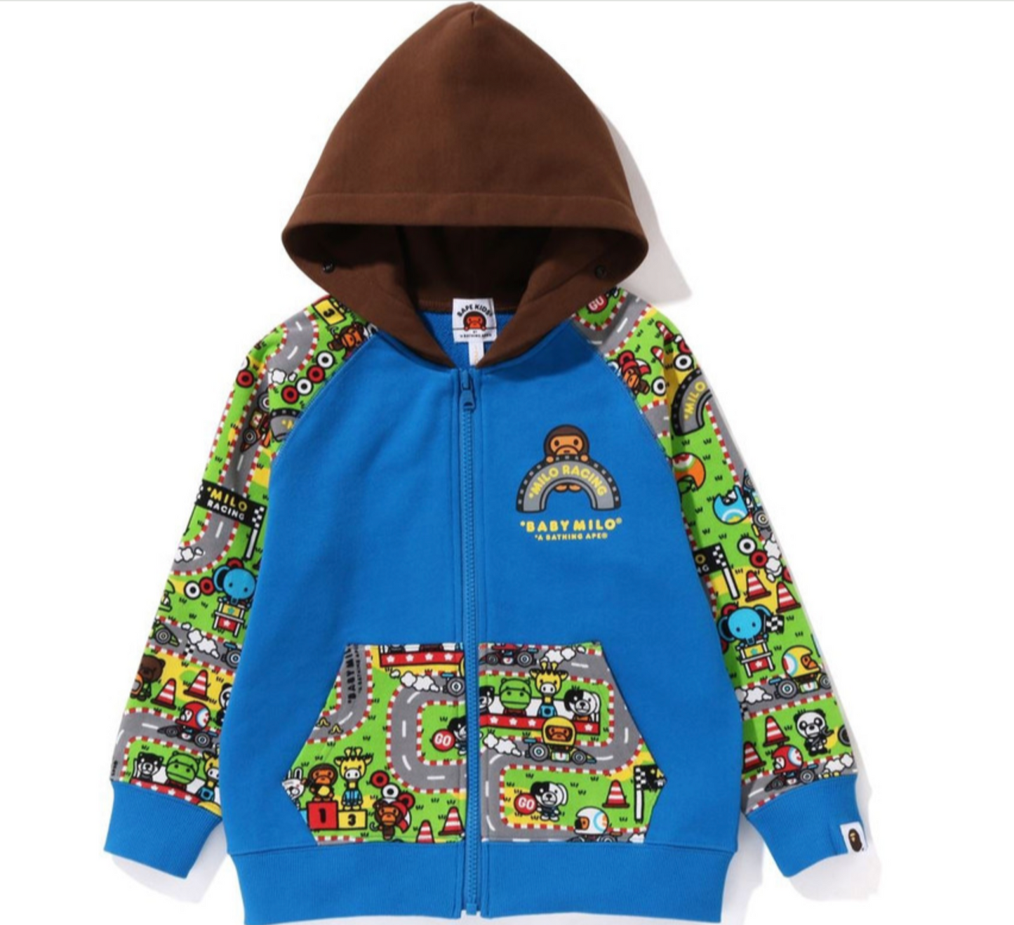 Bape Kids Baby Milo Racing Milo Face Zip Hoodie Blue Size 110 K