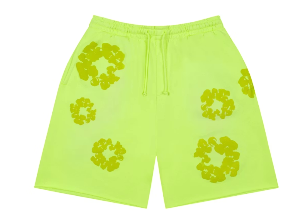 Denim Tears Mono Cotton Wreath Sweat Shorts 'Neon Green'