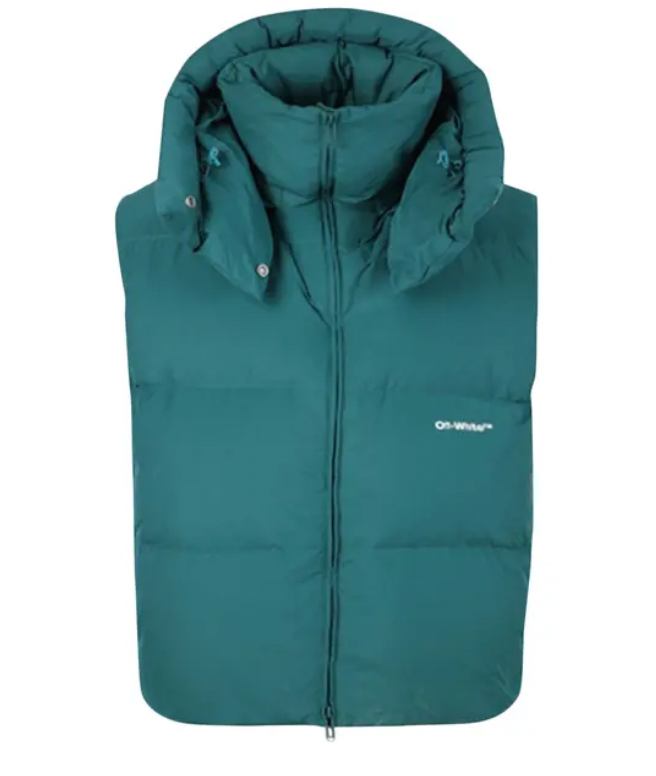 Off-White Bounce Hooded Down Vest Irish White & Green MD