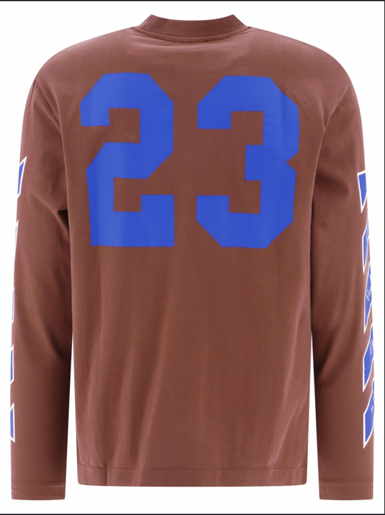 Off-White Exclusive Varsity Skate 23 Logo Brown Longsleeve Shirt MD