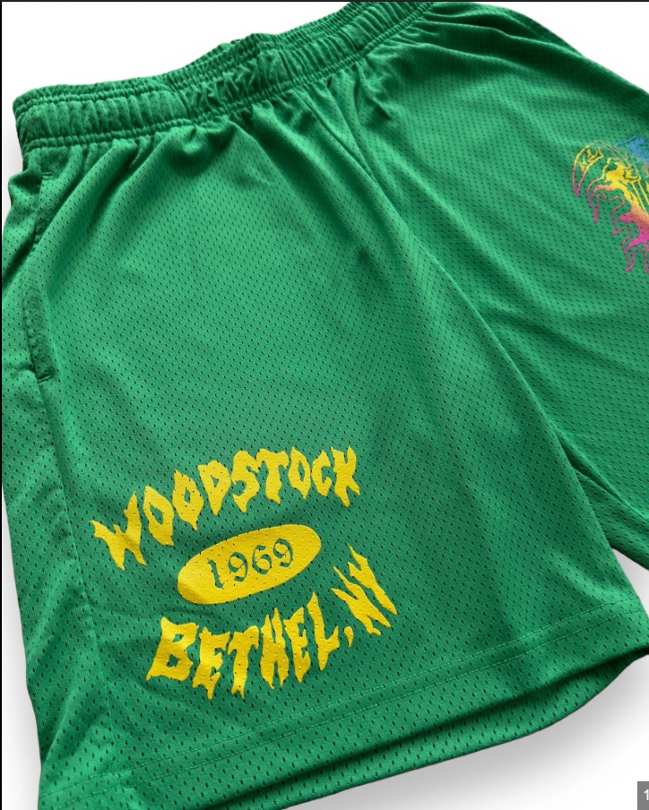 NEW Warren Lotas Exclusive 'Woodstock' Mesh Green Shorts SM