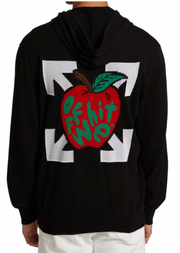 Off-White Made In Italy Apple Knit Logo Pullover Hoodie Black MD