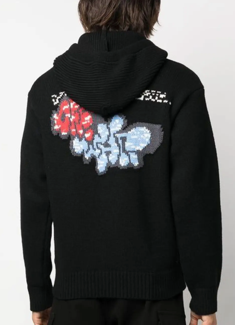 OFF-WHITE Graffiti Chunky Knit Pullover Hoodie F22 Capsule Exclusive XL