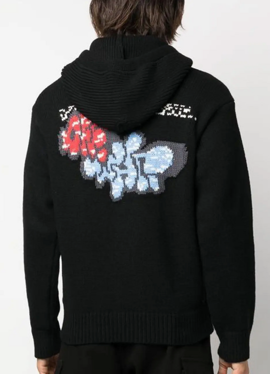 OFF-WHITE Graffiti Chunky Knit Pullover Hoodie F22 Capsule Exclusive XL