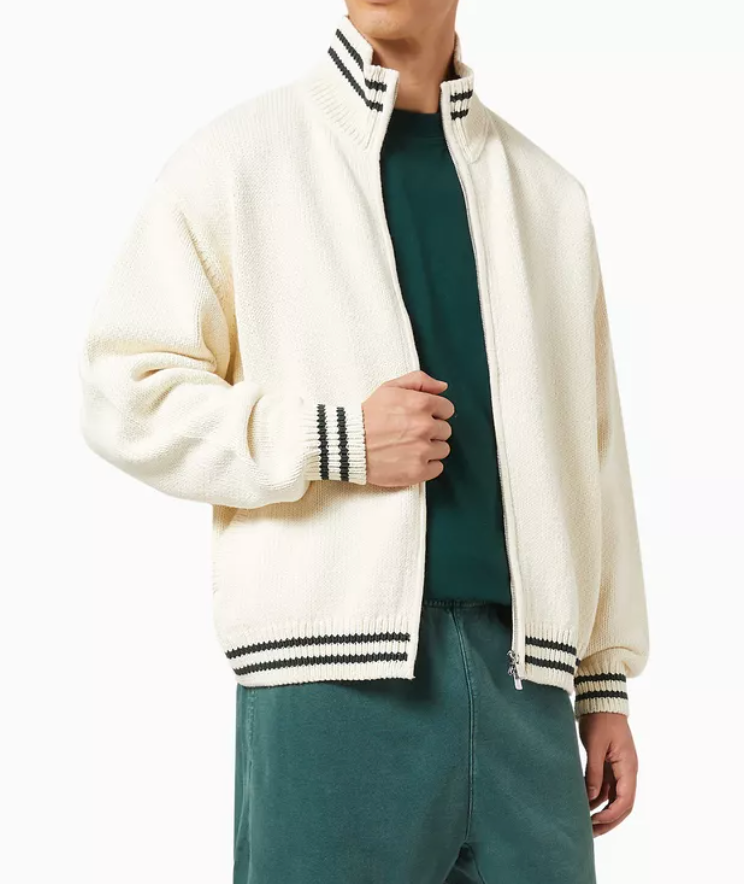 KITH Men's Wyona Full Zip Varsity Sweater - Beige - Size XL Brand New