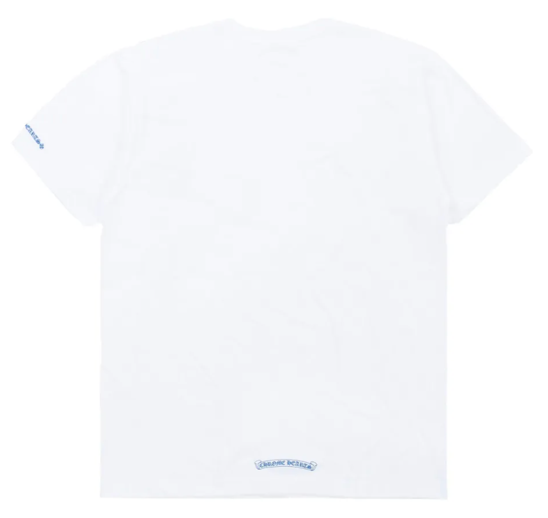 Chrome Hearts Blue Neck Logo White S/S T-Shirt - Men's Small