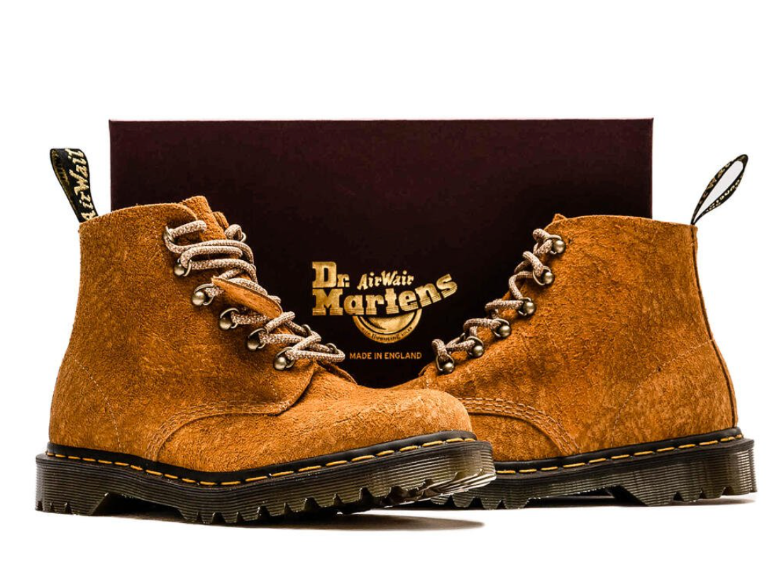 Dr. Marten's 101 Hardware Rough Suede 'Burnt Yellow' Ankle Boots - 7M