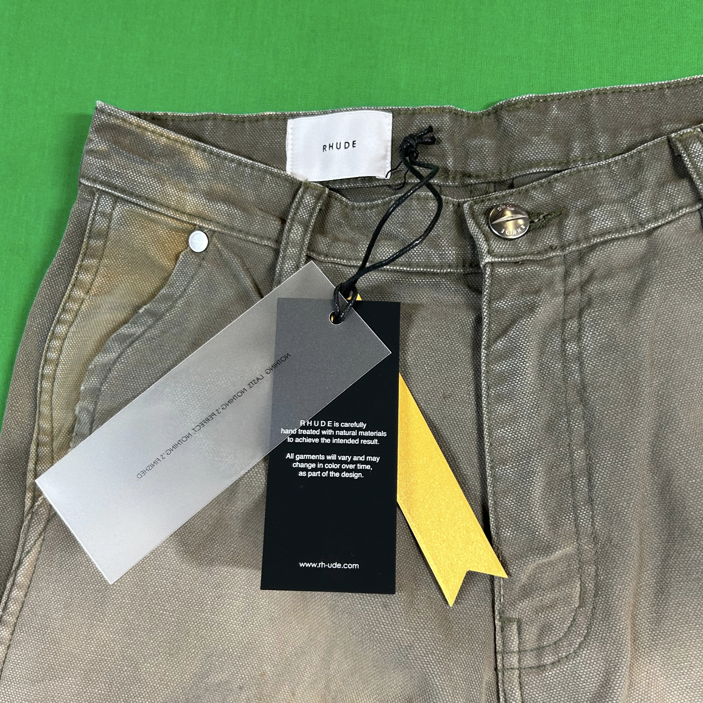RHUDE Authentic Reza Double Knee Olive Pants Mens Size Small MSRP:$975.00
