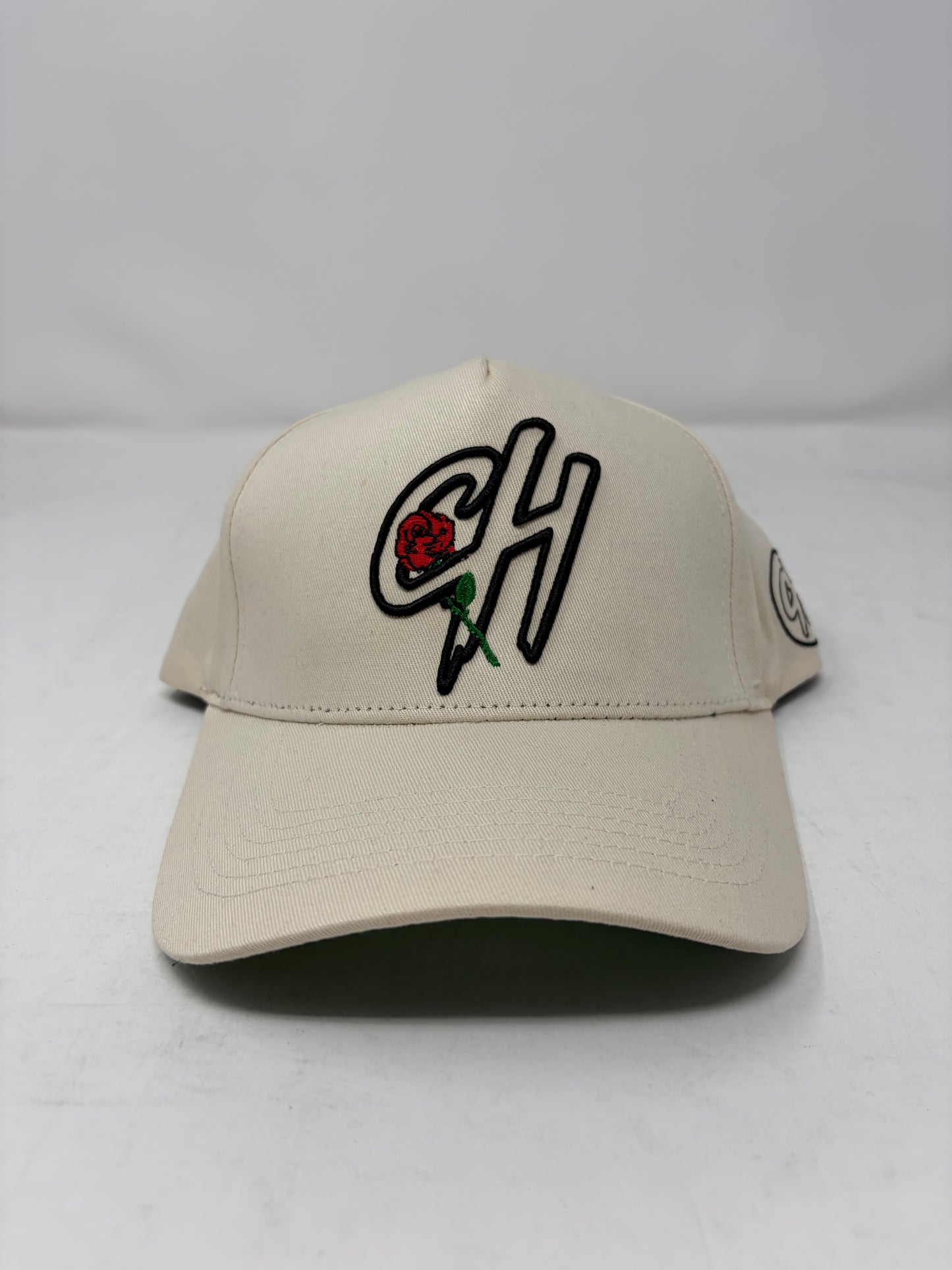 Central Hype Embroidered Rose Logo Beige SnapBack Hat