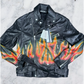 Palm Angels Burning Perfecto Logo Leather Jacket Size Small (MSRP:$3,590)