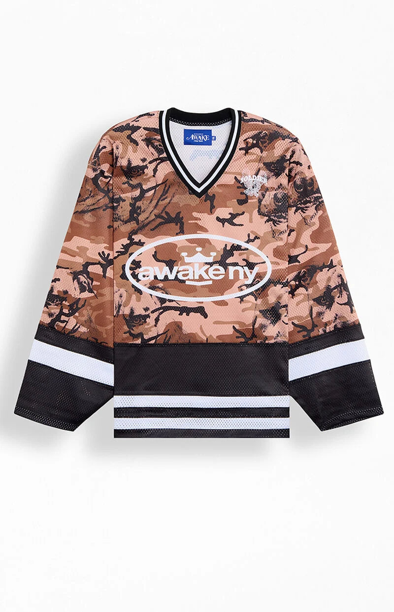 Awake NY Soldier Camo Hockey Jersey - Brown Camo