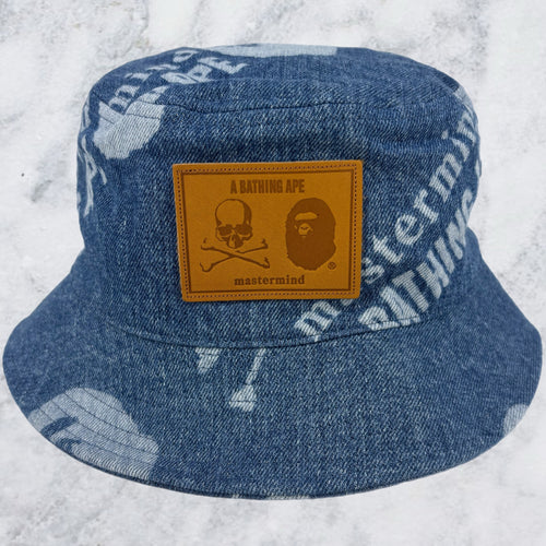 Bape X Mastermind World Indigo Denim Bucket Hat Size Large