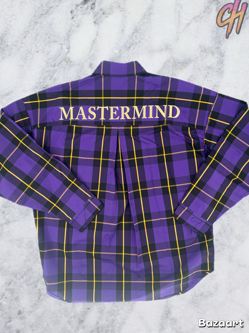 Mastermind World Purple Block Plaid L/S Shirt Size Medium (MSRP: $1,670)