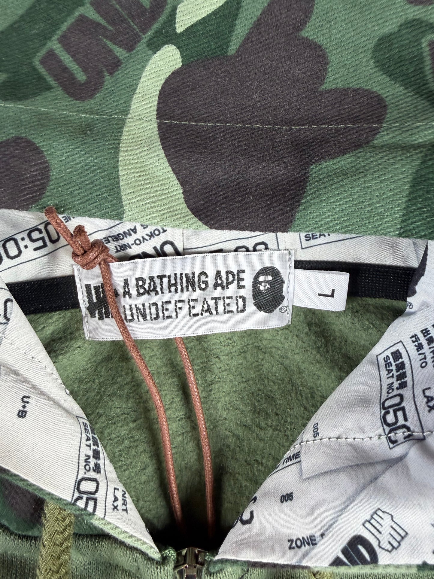 Bape X Undefeated Green Color Camo Zip-Up Hoodie Medium