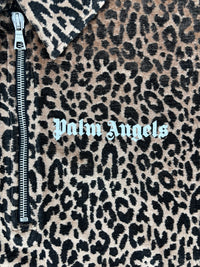 Palm Angels Leopard Print Quarter ZIp Track Sweatshirt Size XXL (MSRP: $810)