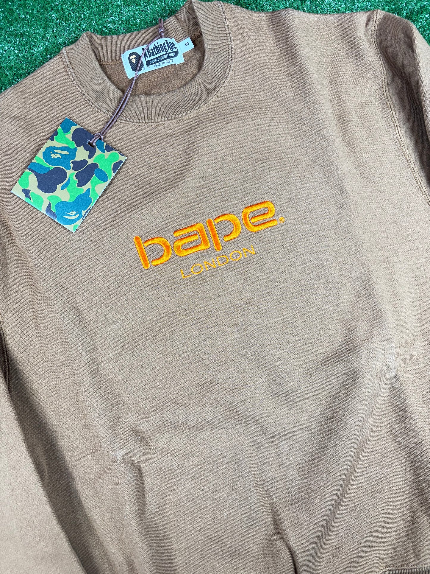 BAPE X Carhartt Beige Crewneck Sweatshirt Size Small