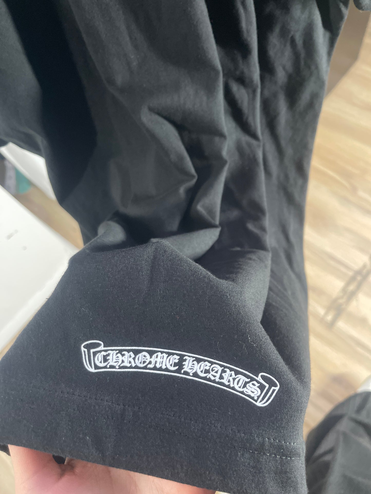 Chrome Hearts Black Scroll Logo Pocket S/S T-Shirt - Size XL