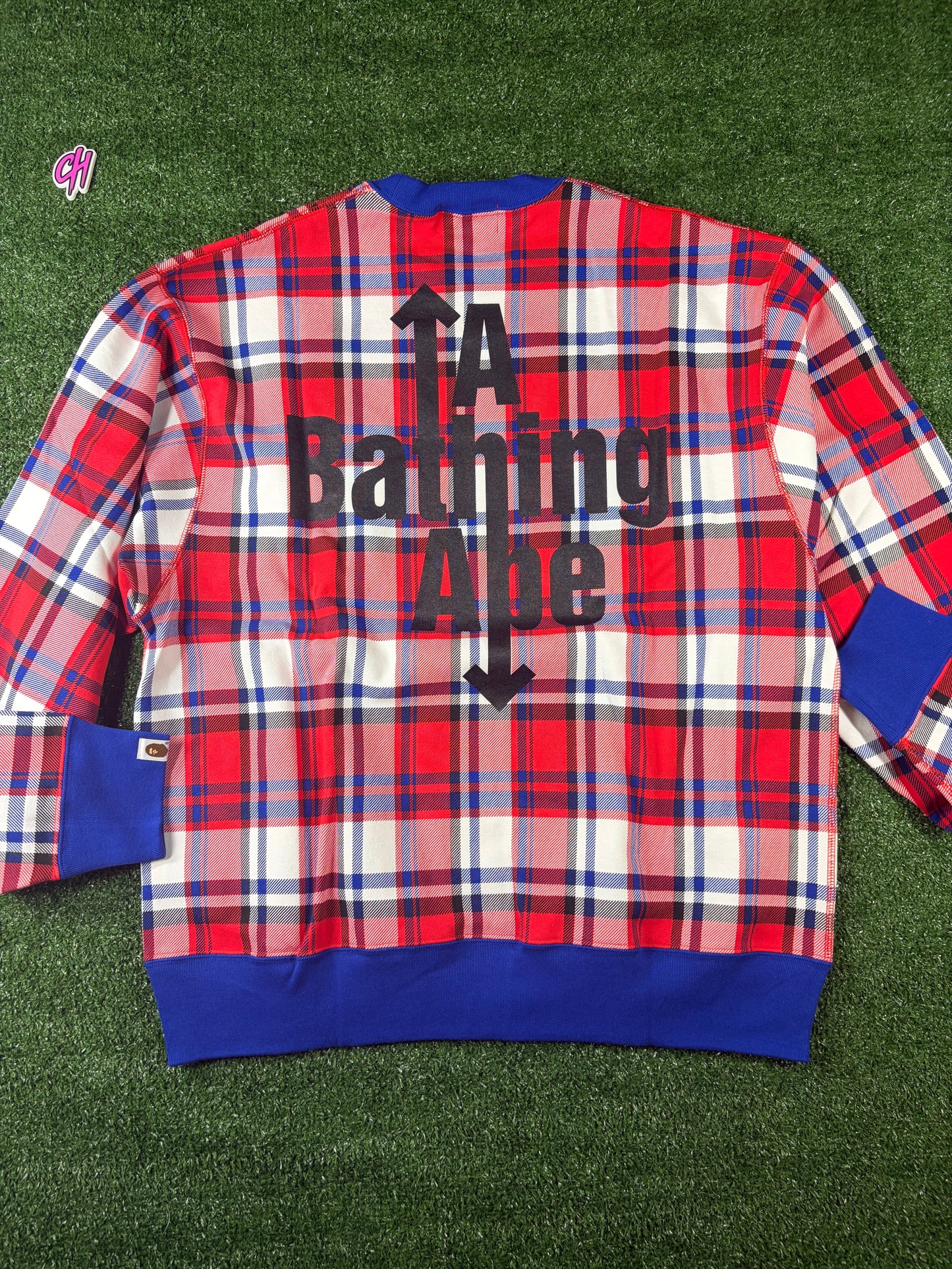 Bape London Plaid Check RLX Crewneck Sweater Size Small