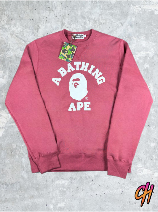 BAPE College Logo Burgundy Crewneck Sweater Size Large